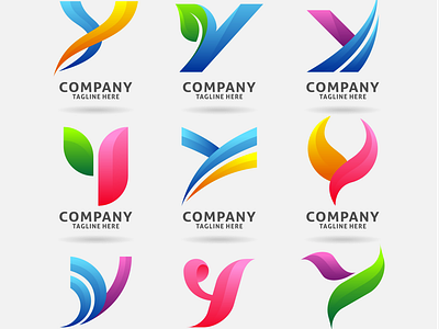 Creative modern 'Y' logo design showcase set