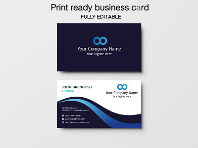 Print ready dark blue business card & stationary design