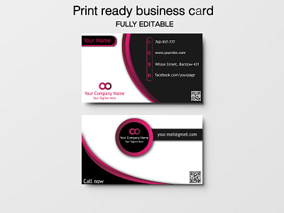 Dark violet black print ready business card design