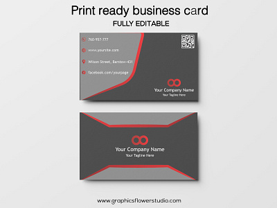 Black-red modern print ready business card design