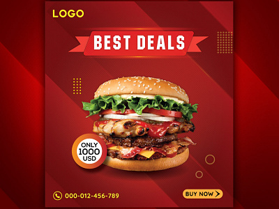 Dynamic outstanding unique food social media post design. ads. 3d 3d logo design aesthetic logo design branding burger social media post design design facebook post design graphic design illustration logo ui