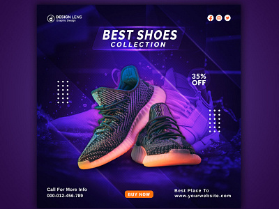 Dynamic outstanding shoe social media post ads design graphics