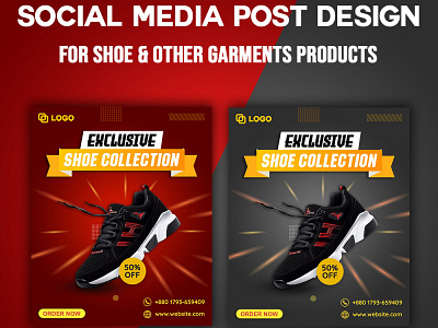 Exclusive modern luxury dynamic shoe social media post design