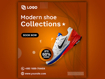 Modern shoe social media post design 3d 3d logo design advertisement design aesthetic logo design branding design facebook post design graphic design illustration logo product ads design shoe ads design shoe social media post design social media post design ui