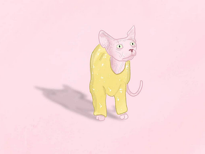 Hairless cat cat catsweater hairlesscat petsketches pink wrinkles