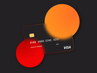 Credit card desing in glassmorphism style