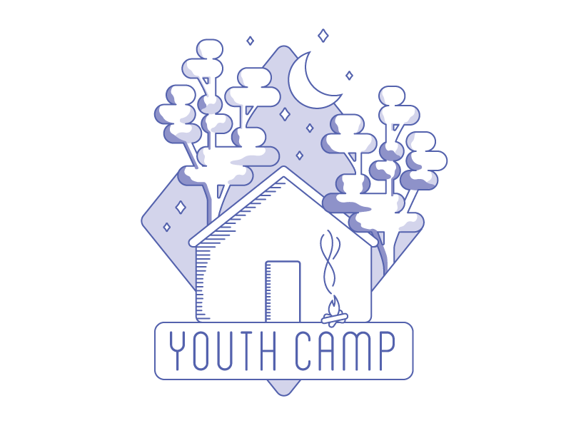 Youth Camp Illustration/Logo wip line simplified tree gum eucalyptus blanch camp youth australia