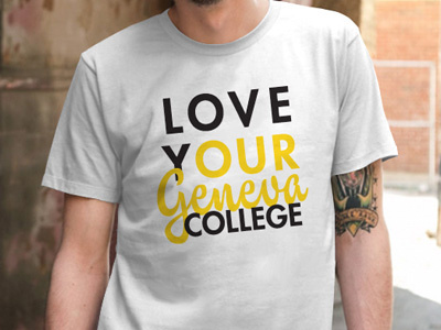 Love Your College futura geneva sable script tshirt