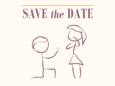 Save The Date bodoni illustration stick figures weddings