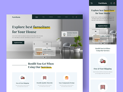 Furniture E-commerce website UI with Responsive Design e commerce figma firniture ui ui design uiux user interface design ux uxdesign uxui web design web ui website ui