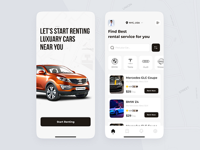 Car Rental Service App UI Design app design bmw car app car app ui car rental app rent a car rental app rental service app ubar ui design uiux user interface design