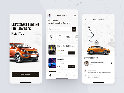 Rent a Car App UI design