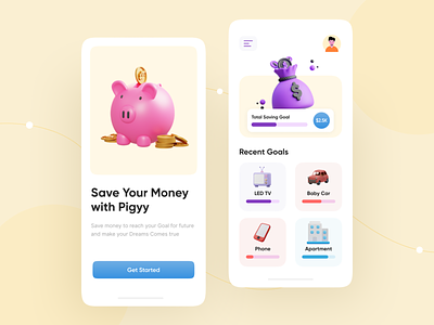 Money Saving App UI app design bank app goal app mobile ui money saving app money saving goal app saveing app saving goal app ui ui design uiux user interface design uxdesign