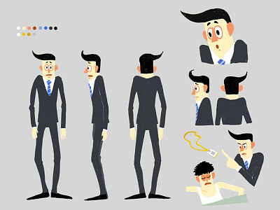 Character Design animation businessman character drawing turnaround