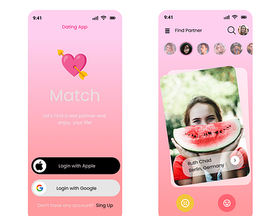 Dating App app app design design ui web design