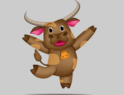 Smiling bull bull design illustration new year vector