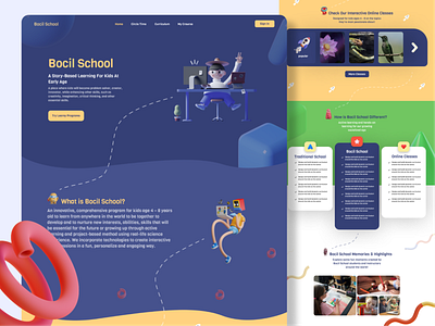 Bocil School - kids online learning website 3d child children kids online learning ui ui design webapp webdesign