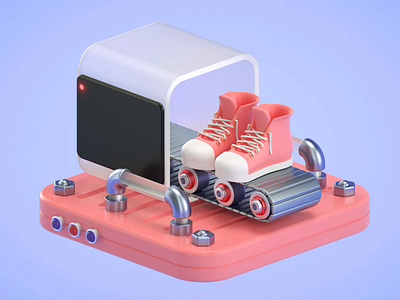 Shoes checking machine 3d animation c4d machine motion shoe technology