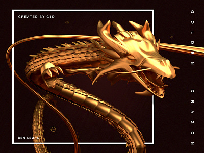 Golden dragon 3d c4d dragon gold