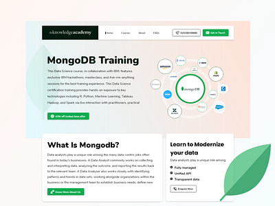 Landing Page banner design design trends 2022 landing page deign mongodb training website design