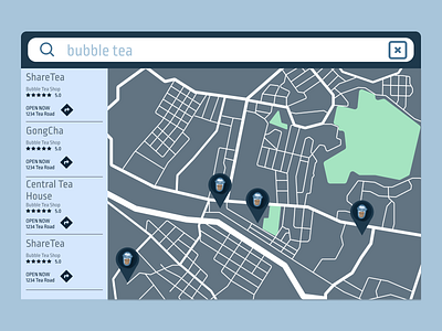 Daily UI 029 bubble tea map bubble tea ui daily 100 challenge dailyui dailyui 029 dailyui maps dailyui029 dailyuichallenge map ui