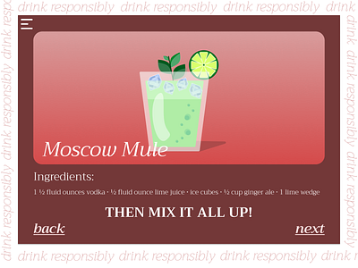 Daily UI 043 alcohol ui daily 100 challenge dailyui dailyui043 dailyuichallenge drink menu drink ui