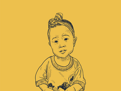 Bii baby cute design drawing hand drawn illustration niece photo vector vintage