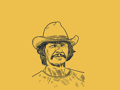 Charles Bronson cowboy design farm farmer hand drawn icon illustration ranch vector vintage