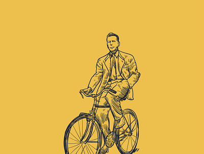 Bikeman bike bycicle design drawing hand drawn icon illustration vector vintage