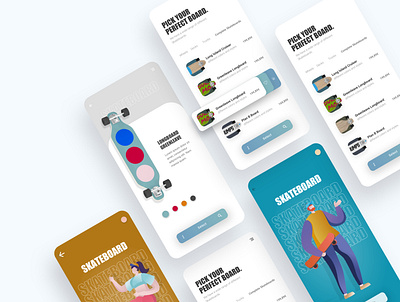 skate shop app design 👩🏽‍💻 colors design graphicdesign illustration minimal onlineshop shopdesign ui uidesigner uidesigners uiux uiuxdesigner ux