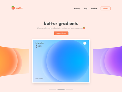 🍑 butt-er gradients - site(concept) butt concept curved carousal gradients inspiration landing screen nft smooth top banner ui design visual design