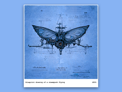 👾 Steampunk Blueprint ai artwork blueprint concept flying midjourney steampunk visual design