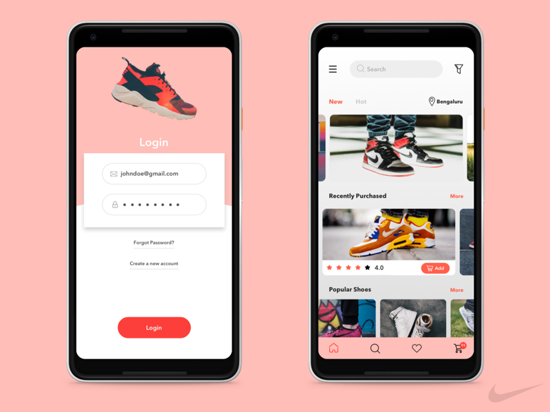 Nike Shoes App Concept mobile app interface design weekly design practice shoes app nike concept ui design