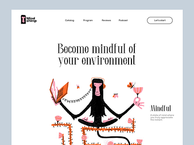 MindChimp - A mindfulness training web design branding care design font web web design webdesign