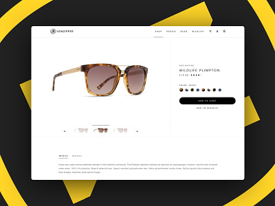 VonZipper Redesign clean minimal pdp product shopping ui