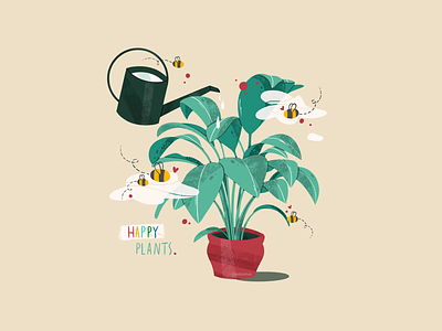 Happy plants 2d art artwork branding design digital digitalart flat icon illustraion illustration illustrator logo minimal nature plant