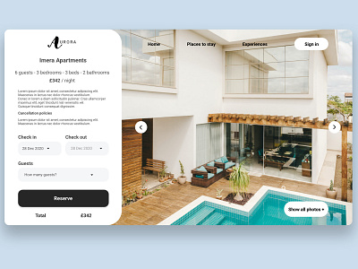 Aurora - Hotel booking website design hotel booking minimal ui web website