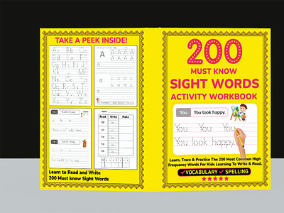 200 Must Know Sight Words Activity Workbook adult book cover book cover children coloring book cover coloring book cover design graphic design illustration kindle direct publishing logo ui