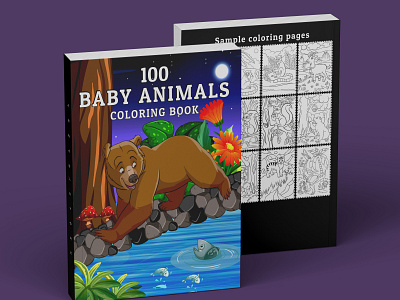 100 Baby Animals Coloring Book adult book cover book cover children coloring book cover coloring book cover design graphic design illustration kindle direct publishing