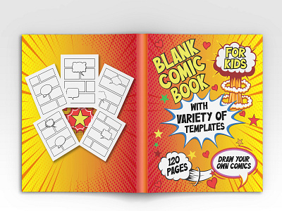 Blank Comic Book For Kids adult book cover book cover children coloring book cover coloring book cover design graphic design illustration kindle direct publishing