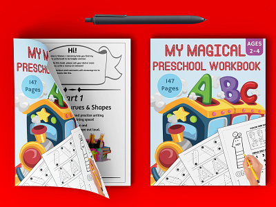 My Magical Preschool Workbook adult book cover book cover children coloring book cover coloring book cover design graphic design illustration kindle direct publishing