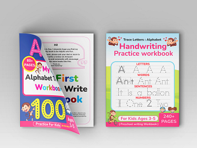 Handwriting Practice Workbook For Kids adult book cover book cover children coloring book cover coloring book cover design graphic design illustration kindle direct publishing