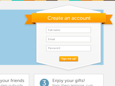 Wishlist homepage button form login orange sign up