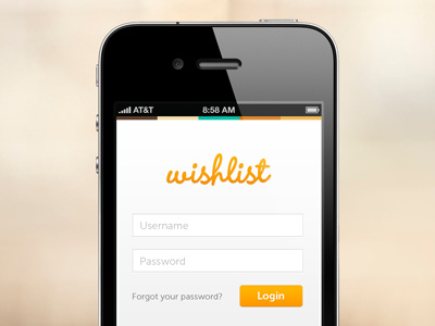 Wishlist login for mobile button form fields iphone login mobile wendy