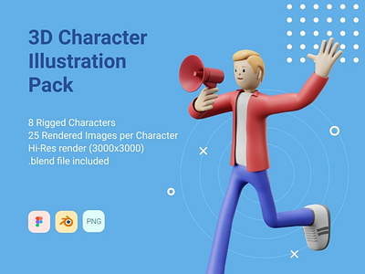 3D Character Ilustration Pack 3d blender characters design figma icon ui ux web