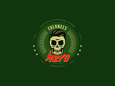 Colonel's Hero Pomade branding design green illustration military package design packaging vector