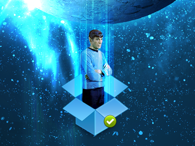 Spock is not impressed at being synced to Dropbox dropbox logo spock