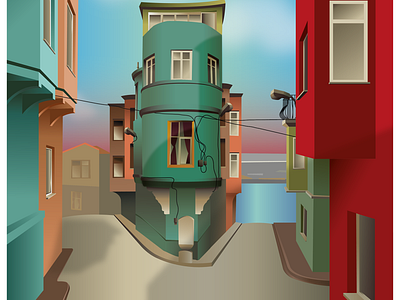 BALAT DISTRICT - ISTANBUL Vector Illustration