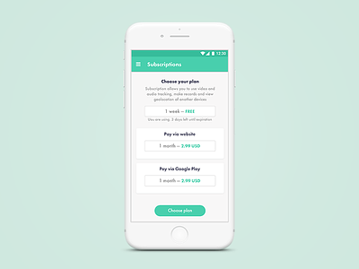 Subscription screen android app design design futura green ios payment ui ui ux design ukraine ux