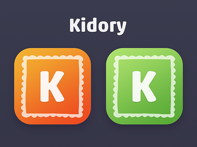 Kidory app icon android app design gradient green icon ios kid app kids logo typography ui